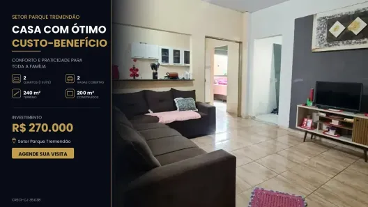 Casa com 2 Quartos à venda, 200m² no Setor Parque Tremendão, Goiânia