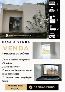 Casa com 2 Quartos para venda ou aluguel, 97m² no Jardim America, Porto Nacional