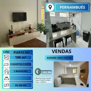 Apartamento com 3 Quartos à venda, 190m² no Pernambués, Salvador