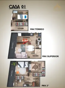 Casa de Condomínio com 3 Quartos à venda, 90m² no Aviação, Praia Grande