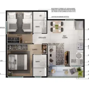 Apartamento com 2 Quartos à venda, 49m² no Barra do Ceará, Fortaleza