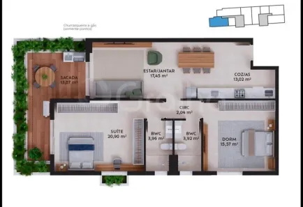 Apartamento com 2 Quartos à venda, 103m² no Pedra Branca, Palhoça