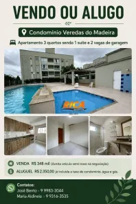Apartamento com 3 Quartos para venda ou aluguel, 72m² no Triângulo, Porto Velho