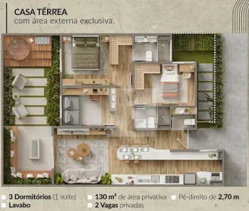 Casa de Condomínio com 3 Quartos à venda, 130m² no Parque Taquaral, Campinas