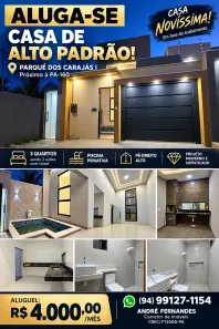 Casa com 3 Quartos para alugar, 200m² no Parque dos Carajás, Parauapebas