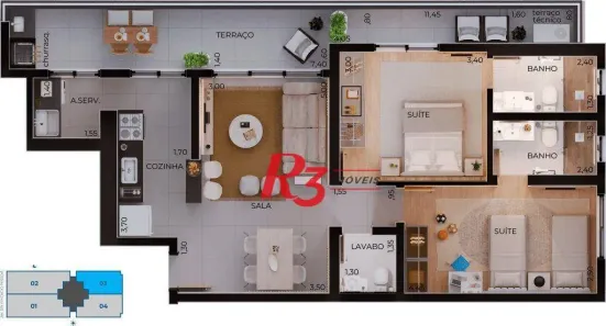 Apartamento com 2 Quartos à venda, 84m² no Boqueirão, Santos