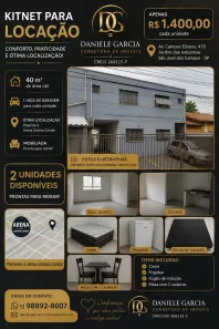 Kitnet com 1 Quarto para alugar, 40m² no Jardim Alvorada, São José dos Campos
