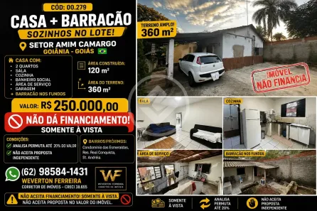 Casa com 2 Quartos à venda, 120m² no Condomínio Amin Camargo, Goiânia