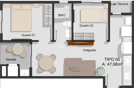 Apartamento com 2 Quartos à venda, 48m² no Santa Rita, Brusque