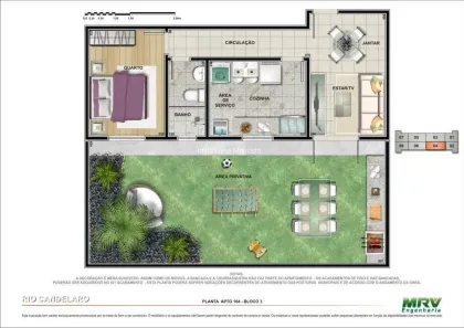 Apartamento com 1 Quarto para alugar, 50m² no Rios di Itália, São José do Rio Preto