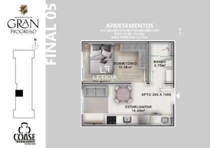 Apartamento com 1 Quarto à venda, 31m² no Camobi, Santa Maria