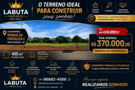 Lote/Terreno à venda, 490m² no Parque Fortaleza, Nova Odessa