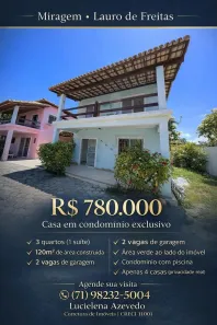 Casa de Condomínio com 3 Quartos à venda, 120m² no Buraquinho, Lauro de Freitas