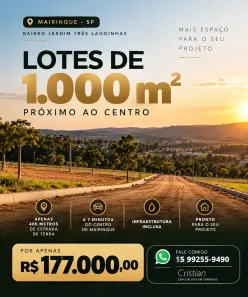 Lote/Terreno à venda, 1000m² no Jardim Tres Lagoinhas, Mairinque