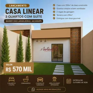 Casa com 3 Quartos à venda, 100m² no das Laranjeiras, Serra