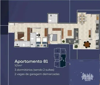 Apartamento com 3 Quartos à venda, 101m² no Guilhermina, Praia Grande