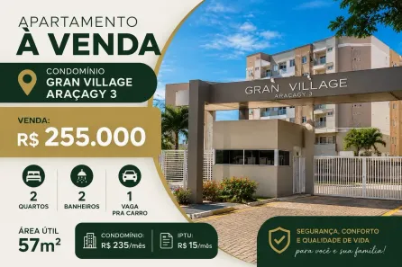 Apartamento com 2 Quartos à venda, 57m² no Araçagy, São José de Ribamar