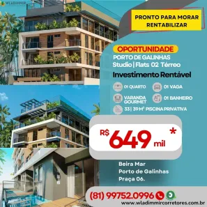 Flat com 1 Quarto à venda, 35m² no Maracaipe, Ipojuca