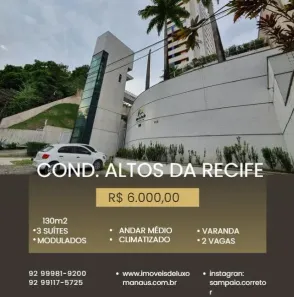 Apartamento com 3 Quartos para alugar, 145m² no Parque 10 de Novembro, Manaus