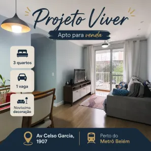 Apartamento com 3 Quartos à venda, 62m² no Brás, São Paulo