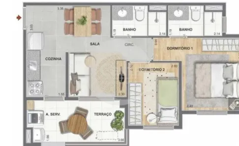 Apartamento com 2 Quartos à venda, 45m² no Mooca, São Paulo