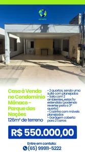 Casa de Condomínio com 2 Quartos à venda, 10m² no Parque Residencial das Nações Indígenas, Cuiabá