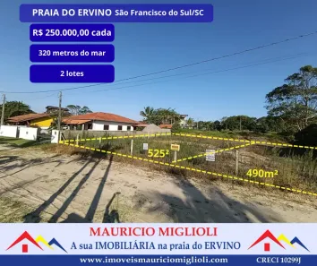 Lote/Terreno à venda, 490m² no Praia do Ervino, São Francisco do Sul