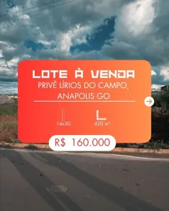 Lote/Terreno à venda, 420m² no Privê Lírios do Campo, Anápolis