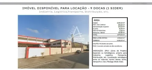 Galpão/Depósito/Armazém para alugar, 2184m² no Cidade Industrial Satélite de São Paulo, Guarulhos