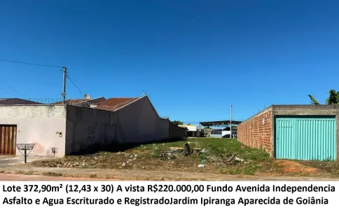 Lote/Terreno à venda, 372m² no Ipiranga, Goiânia