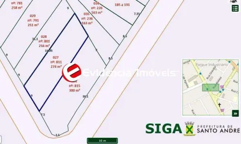 Lote/Terreno à venda, 279m² no Vila Humaitá, Santo André