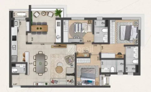 Apartamento com 3 Quartos à venda, 108m² no Jardim Walkíria, São José do Rio Preto