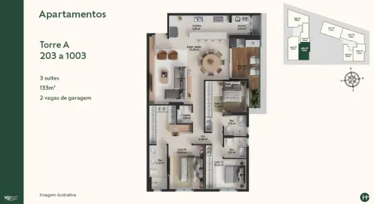 Apartamento com 3 Quartos à venda, 133m² no Pedra Branca, Palhoça