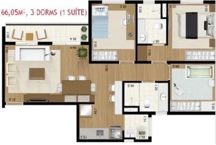 Apartamento com 3 Quartos à venda, 66m² no Vila Augusta, Guarulhos
