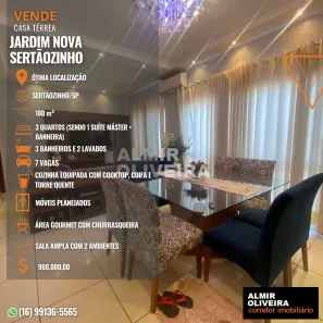Casa com 3 Quartos à venda, 180m² no Jardim Nova Sertãozinho, Sertãozinho