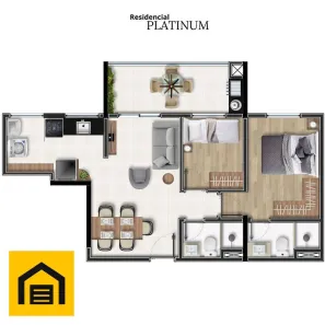 Apartamento com 2 Quartos à venda, 57m² no Vila Bocaina, Mauá
