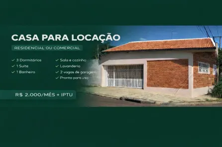 Casa com 3 Quartos para alugar, 200m² no Vila Brasil, Jaú