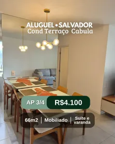 Apartamento com 3 Quartos para alugar, 66m² no Saboeiro, Salvador