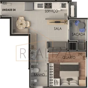 Apartamento com 1 Quarto à venda, 34m² no Guaíra, Curitiba