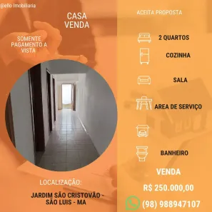 Casa com 2 Quartos à venda, 128m² no Jardim São Cristóvão, São Luís