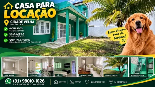Casa com 4 Quartos para alugar, 300m² no Jurunas, Belém