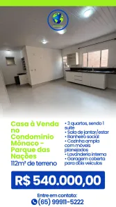 Casa de Condomínio com 3 Quartos à venda, 120m² no Parque Residencial das Nações Indígenas, Cuiabá