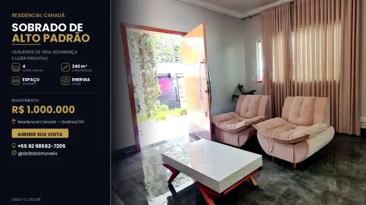 Sobrado com 4 Quartos à venda, 240m² no Residencial Canadá, Goiânia