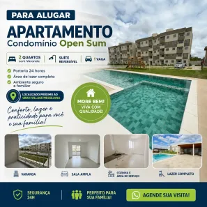Apartamento com 2 Quartos para alugar, 45m² no Messejana, Fortaleza