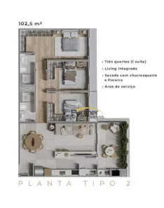 Apartamento com 3 Quartos à venda, 103m² no Mossunguê, Curitiba