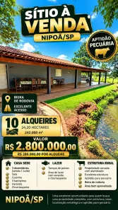 Fazenda/Sítio com 3 Quartos à venda, 242000m² no Centro, Nipoã