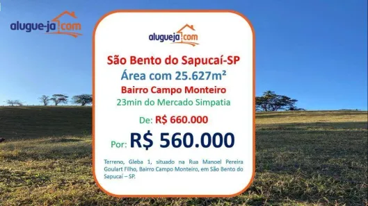 Lote/Terreno à venda, 25627m² no Campo Monteiro, São Bento do Sapucaí