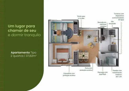 Apartamento com 2 Quartos à venda, 38m² no Águas Brancas, Ananindeua