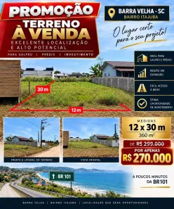 Lote/Terreno à venda, 360m² no Itajuba, Barra Velha