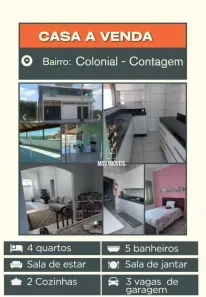 Casa com 4 Quartos à venda, 120m² no Colonial, Contagem